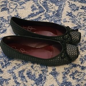 Jessica Simpson sz 7.5 black gray flats shoes SH224
